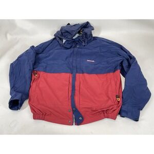 Nautica Competition Hidden Hood Lined Nylon Jacket‎ Mens Size L Red Blue